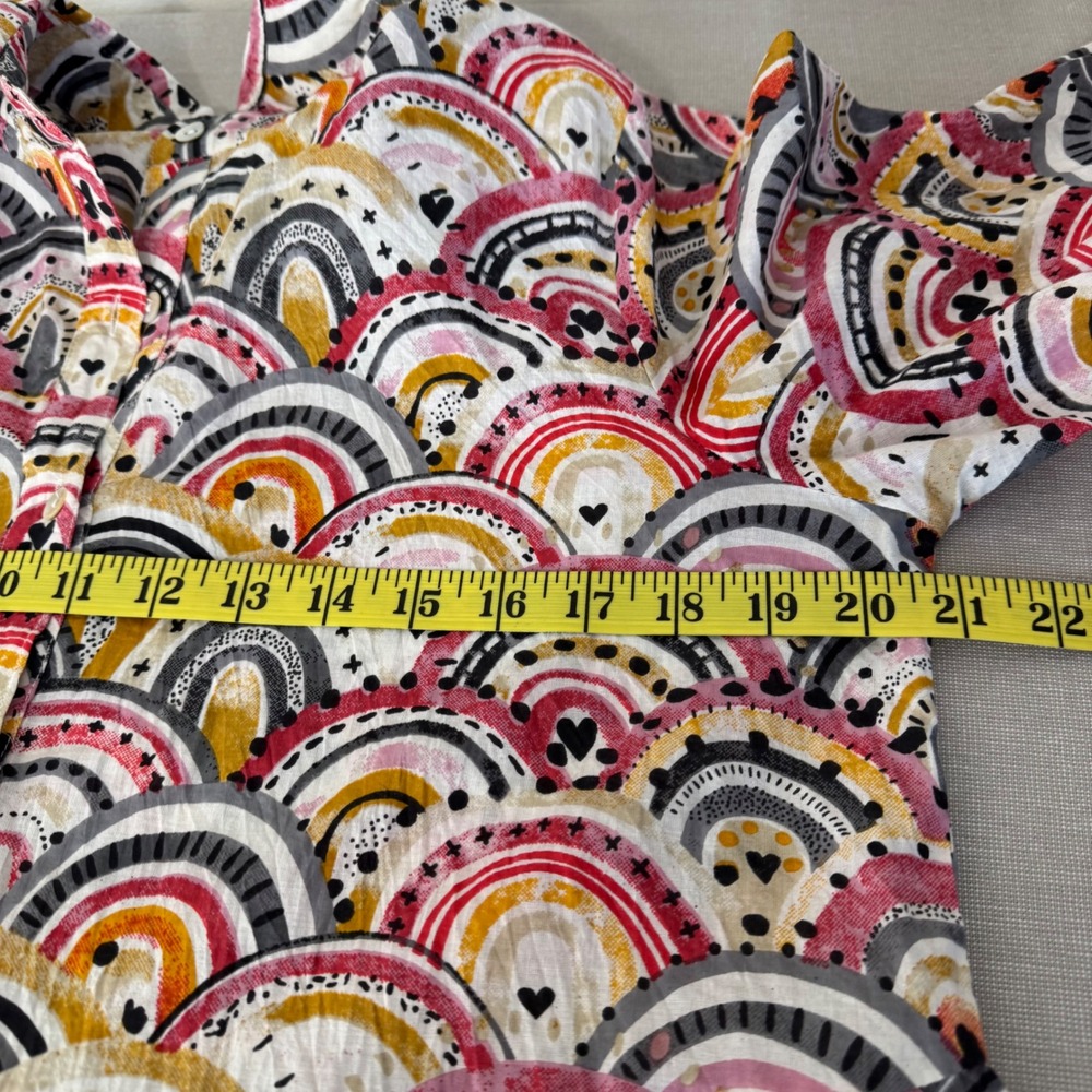 Dress Addict Button‎ Front Cotton Dress Tiered Medium Rainbow Print - Picture 9 of 11
